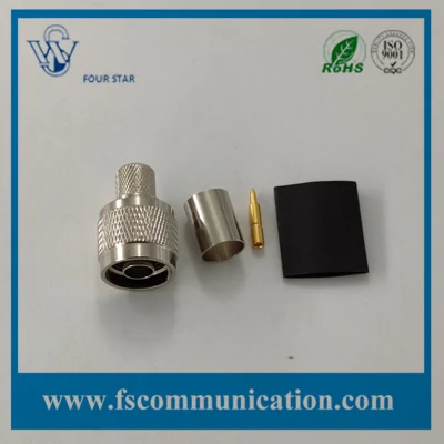 Conector coaxial RF de crimpado macho tipo N para cable RG11 Con anillo de goma