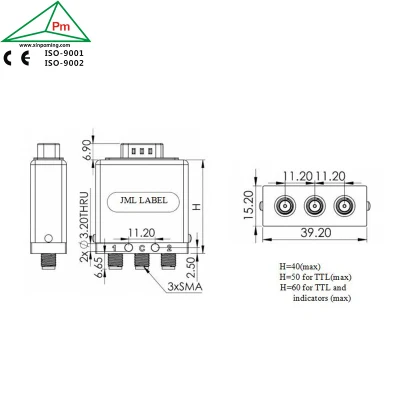Custom terminado o Non-Terminated Interruptor Spdt Coxial RF comerciales y de los modelos Elite 53GHz/40GHz/33GHz/26,5GHz/22GHz/18GHz/12GHz y 3GHz de ancho de banda