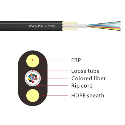FTTH plano modo único 1/2/4 núcleo G652 G657 Fibra óptica Cable de red coaxial de caída óptica