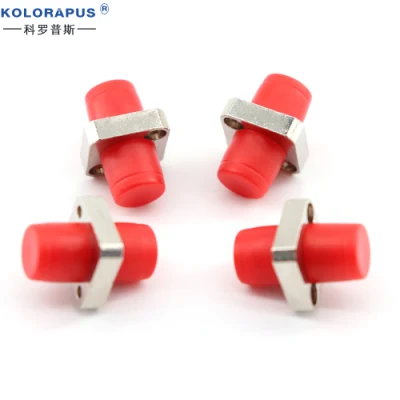 Acoplador de fibra óptica FC monomodo cuadrado conector adaptador de cable de fibra óptica (rojo)