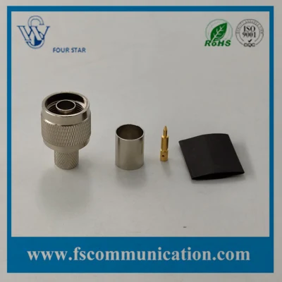 Conector coaxial RF de crimpado macho tipo N para cable RG11 Con anillo de goma
