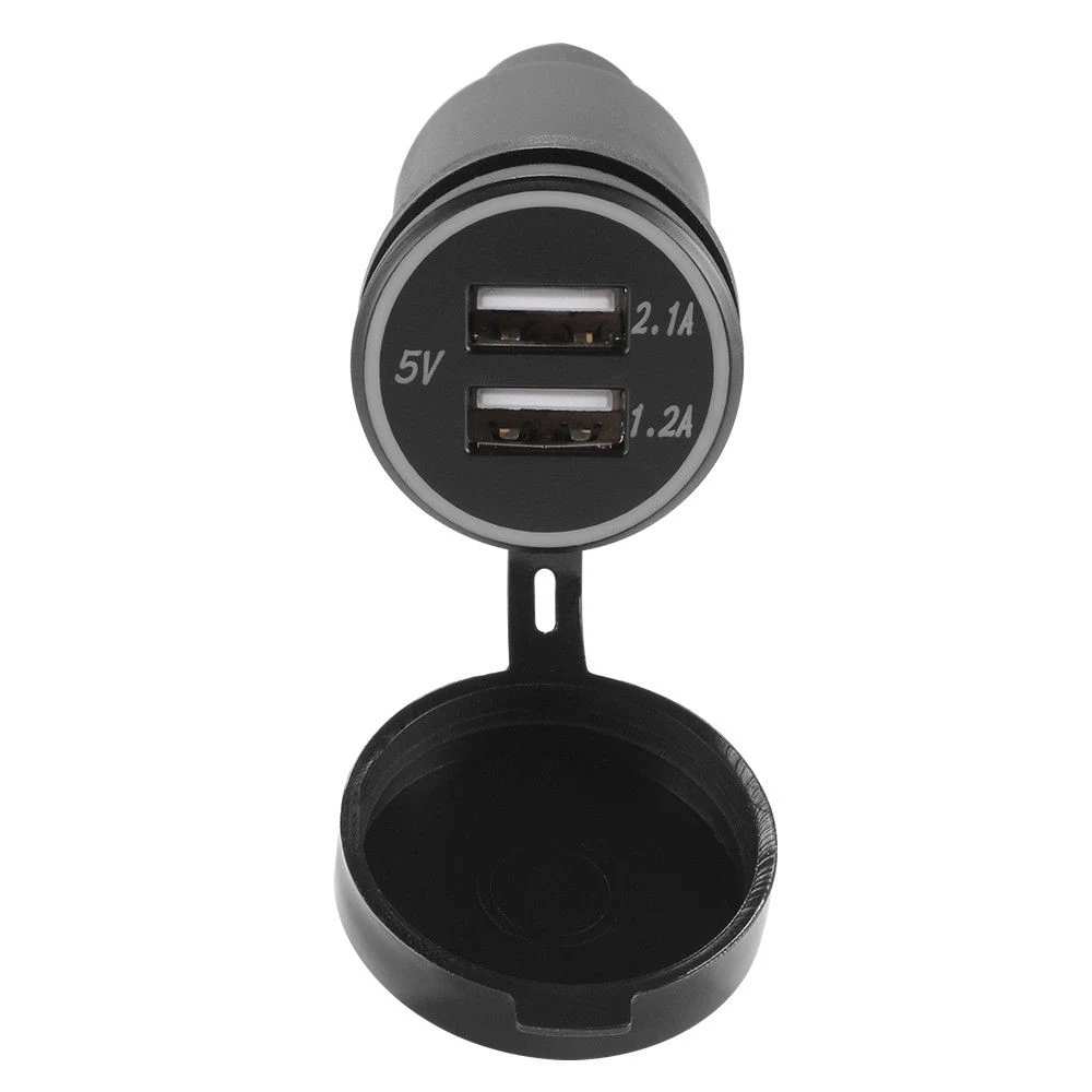 Motorcycle 2-USB Charger DIN Plug Power Outlet Swivel for BMW Ma1582 Power Adapter with LED Light
