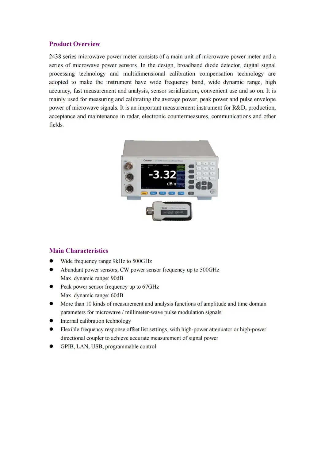 Ceyear 2438 CB Microwave Power Meter/Frequency Meter Pulsed Power Range-40dBm to+20dBm