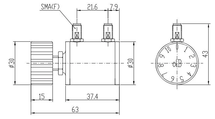 DC-6GHz 2W 10W Rotary Step Attenuators RF Components T/R Components