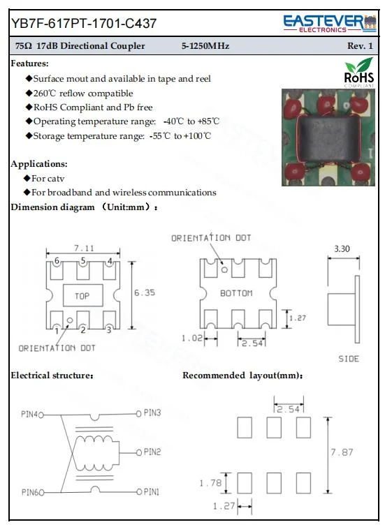 75ohm 17dB Directional Coupler for CATV Use, Inductors/Transformer Supplier Factory China