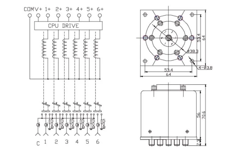 DC-18GHz DC12V, 24V, 28V with Termination &amp; with Ttl Sp3-6t Failsafe Coaxial Switch