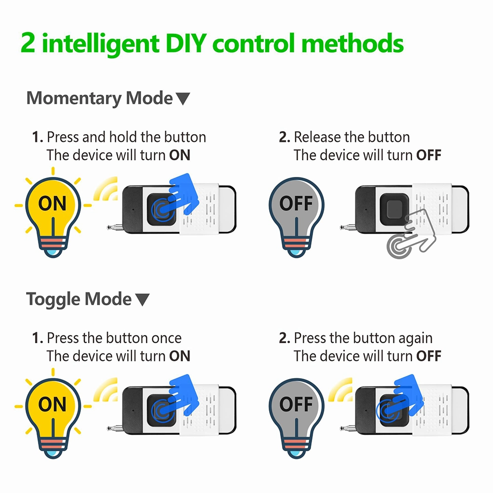 RF 433MHz Wireless Remote Control Switch 30A DC 12V 24V 48V 72V High Power 1000 Meters Relay Receiver for Electric Device Light