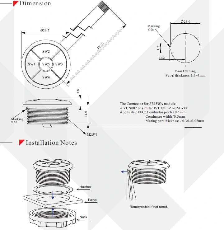 Water-Proof Navigation Push Button Switch Module