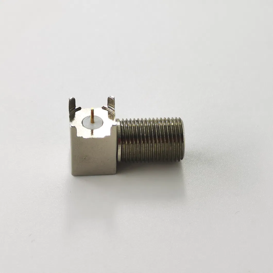 90 Degree Electrical Waterproof RF Coaxial F Type PCB Mount Female Jack Right Angle Connector