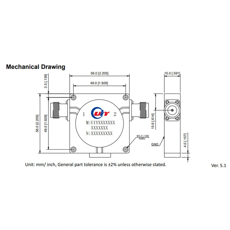 Microwave Radaio System UHF Isolator 500~750MHz RF Coaxial Isolator