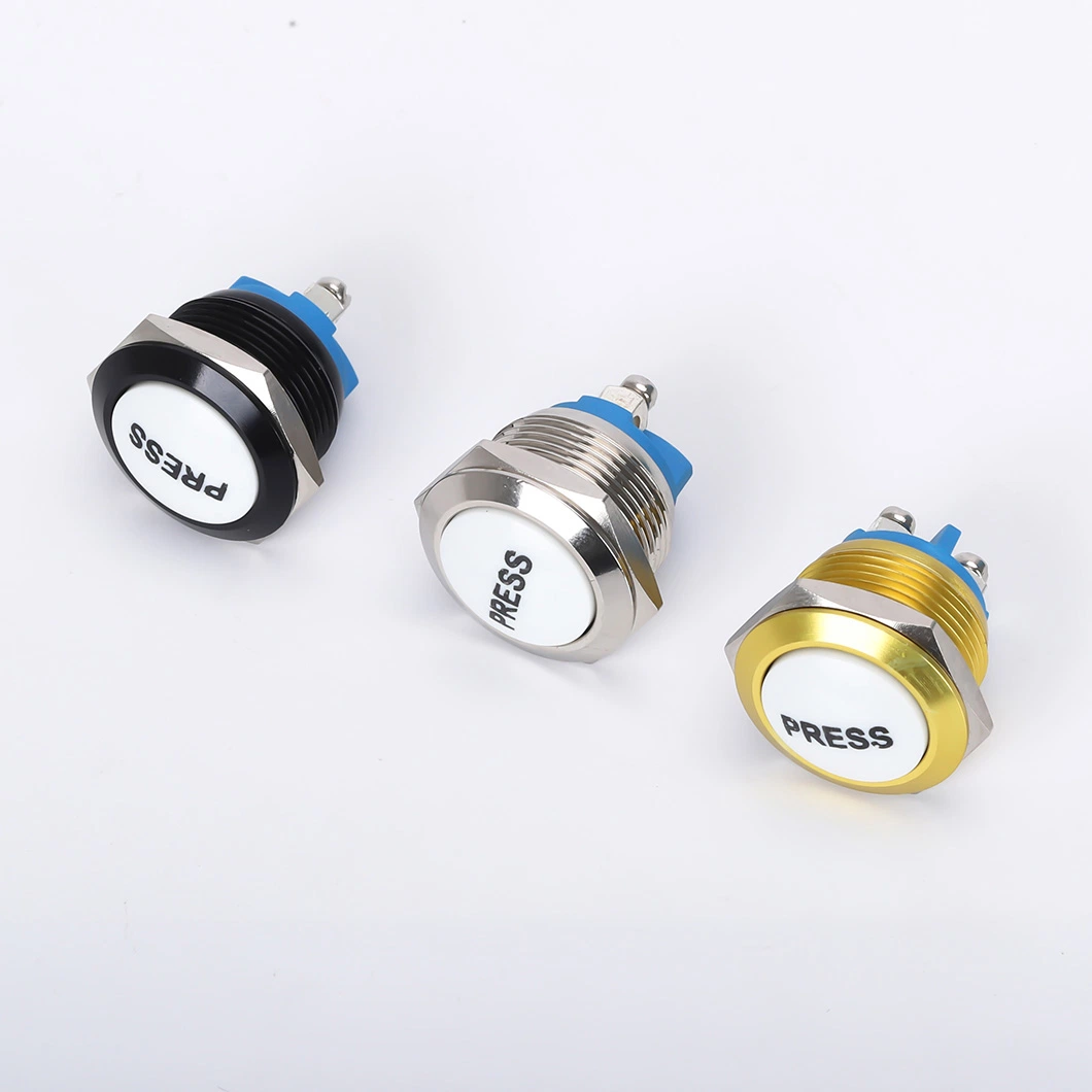 Hot Selling 19mm Mounting Size Mechanical Stainless Steel Housing Push Button Momentary Type Push Button Switch