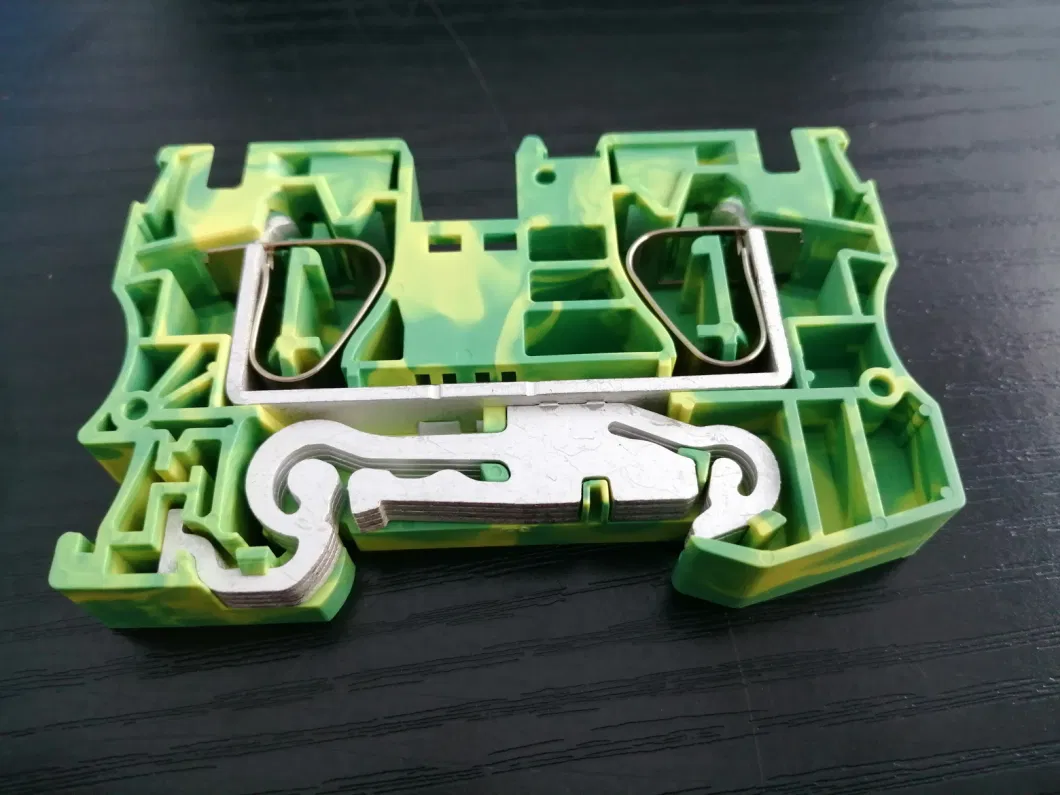 16 Square Millimeter Cable Connector Push in Type Spring Connection Stackable DIN Rail Terminal Blocks with Grounding