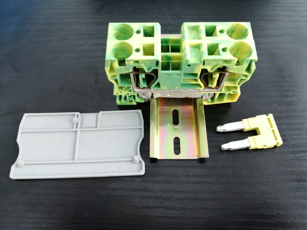 16 Square Millimeter Cable Connector Push in Type Spring Connection Stackable DIN Rail Terminal Blocks with Grounding