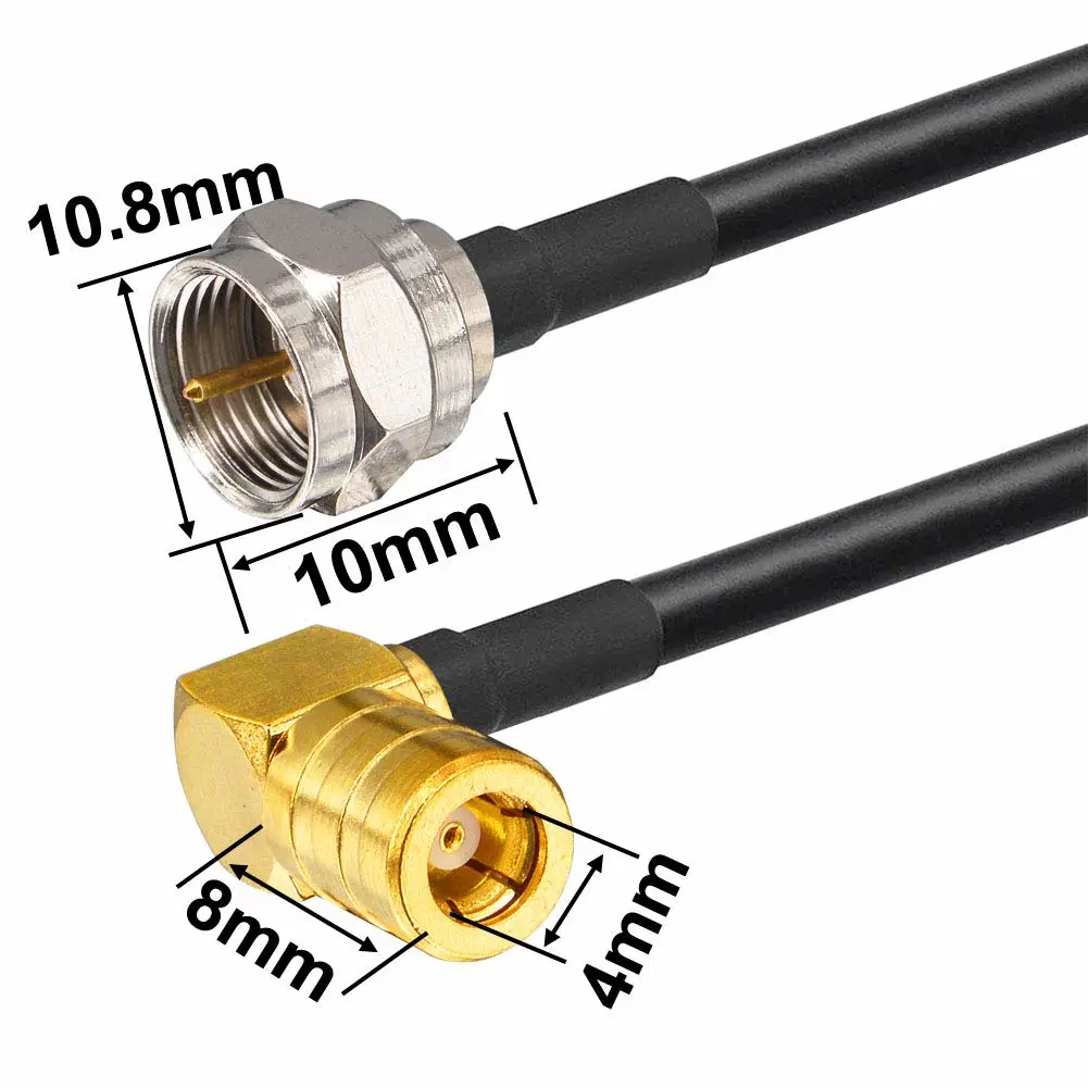 SMB Male to F Female Cable SMB Female 90 Degree to F Male RF Coax Connector Adapter for Sirius Xm Satellite Radio Antenna