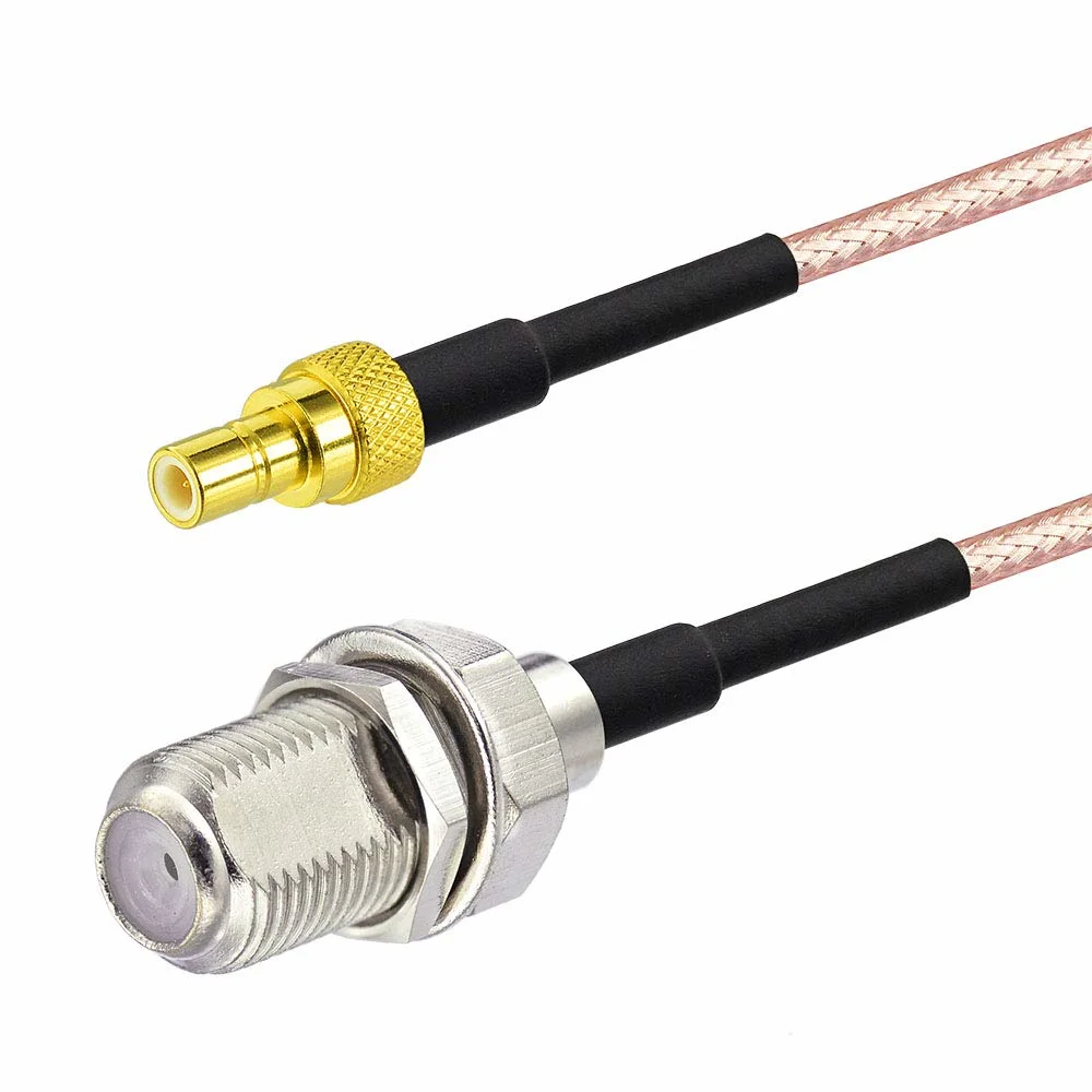 SMB Male to F Female Cable SMB Female 90 Degree to F Male RF Coax Connector Adapter for Sirius Xm Satellite Radio Antenna