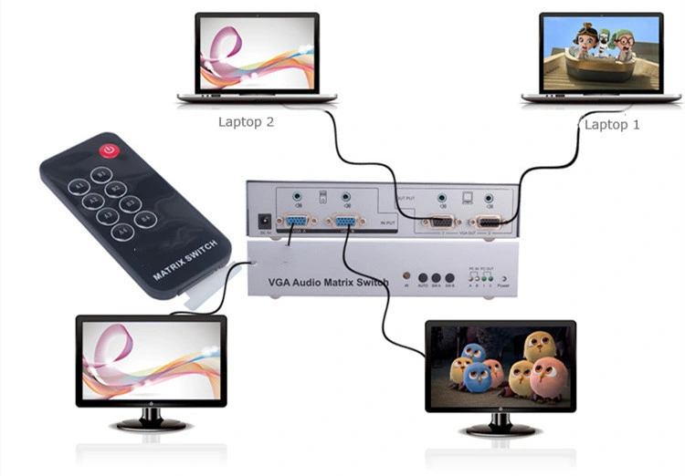 350MHz Support Cascading 2 in 2 out VGA Matrix 2X2 with Automatic Switch