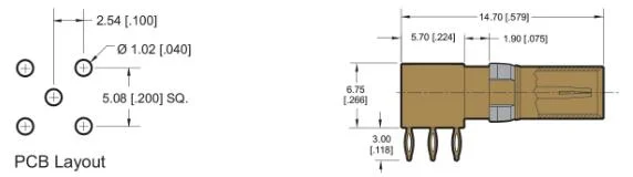 Coaxial Connector Right Angle PCB Termination