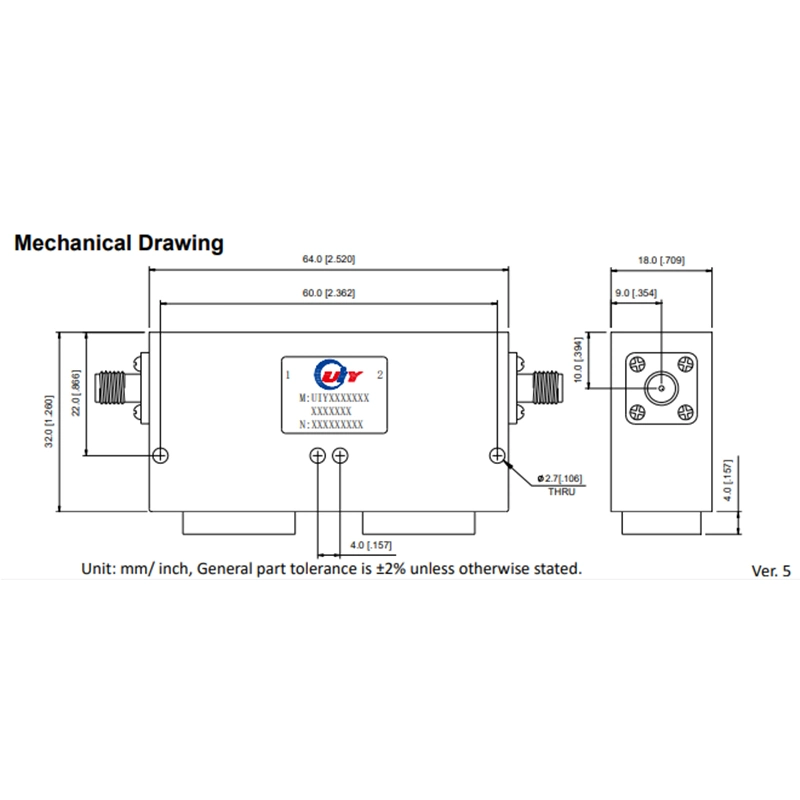 RF Microwave Infrastructure 960~1215MHz Dual Junction Coaxial Isolator AVG Power 200W