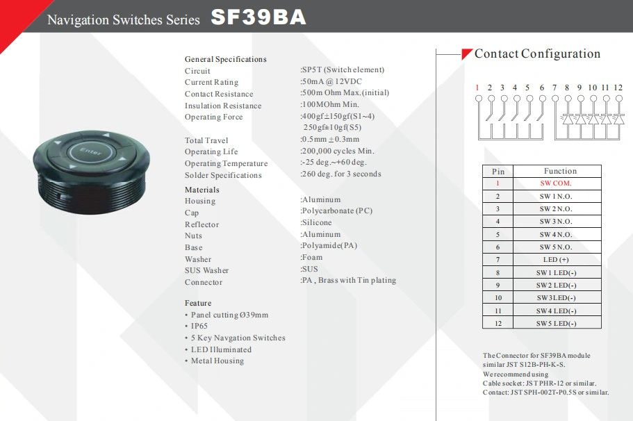 IP65 Waterproof LED Navigation Switches for Automotive Parts