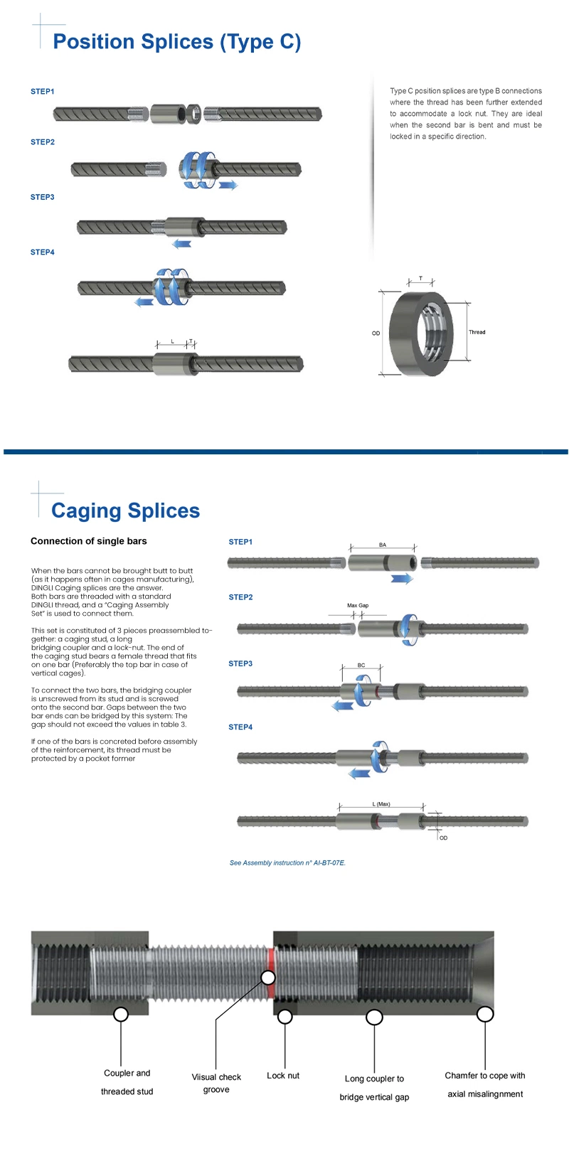 Upsetting Forged Transition Rebar Coupler Rebar Splice Construction Connector