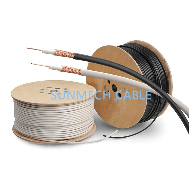 White Coaxial Cable with 2f Connectors CCTV Cable Rg59 RG6 Rg11 Kx6 TV Cable Data Cable 75ohm Coaxial Cable with Oil Gel CCTV Cable