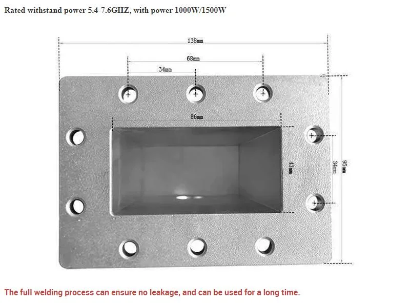 Hot Sale Rectangular 1000watt 1500watt Microwave Waveguide