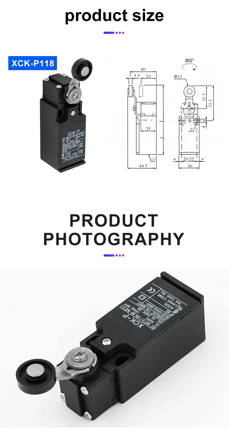 Xck-P Series Adjustable Roller 1no1nc Limit Switch with CE Approval for Door