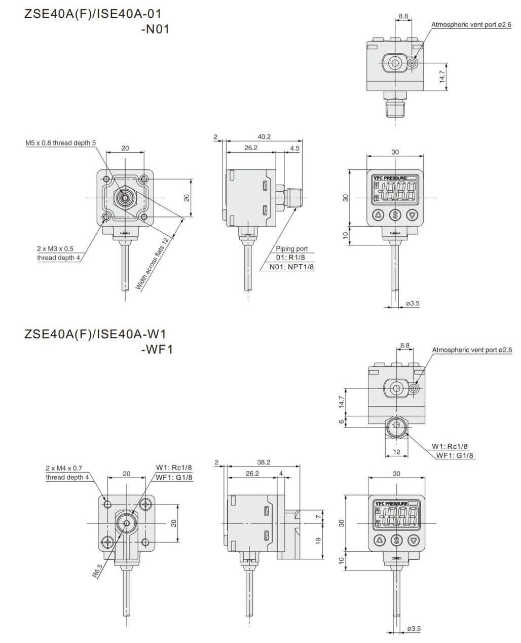 Zse40A (F) Series 2 Colour Display High Precision Digital Pressure Switch
