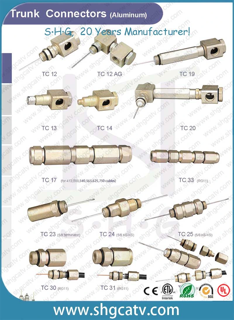90 Degree Aluminum Pin Connector for Trunk Coaxial Cable Qr540/P3 500