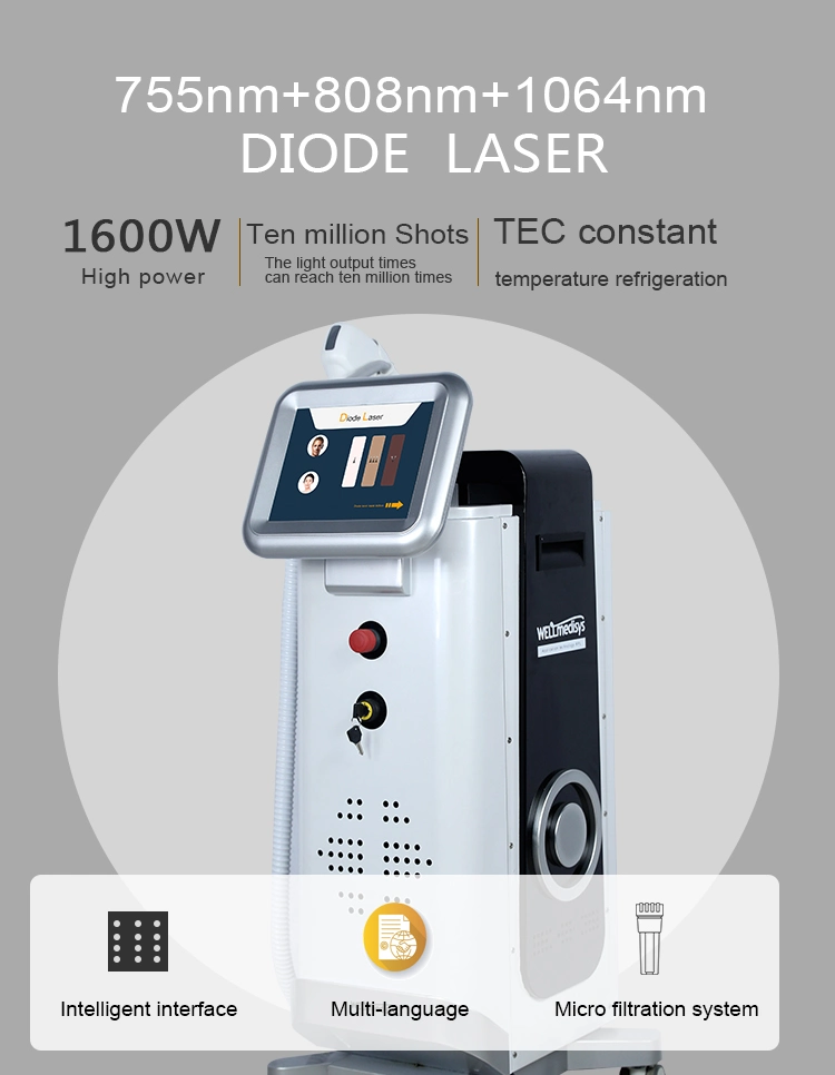 High Quality Manufacturer Price 1600W 755+808+1064nm Diode Laser for Permanent Hair Removal 808 Diode Laser Skin Care Machine