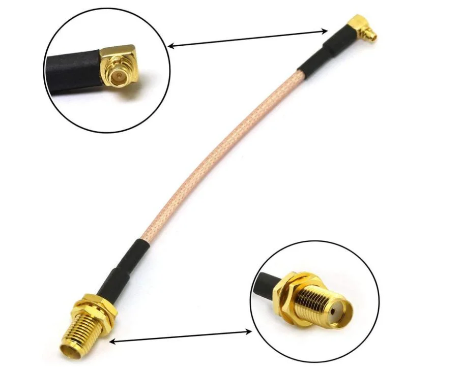 RF Coaxial Antenna RP SMA Straight Female to Right Angle MMCX Male Cable Assembly Connector /Rg316cable