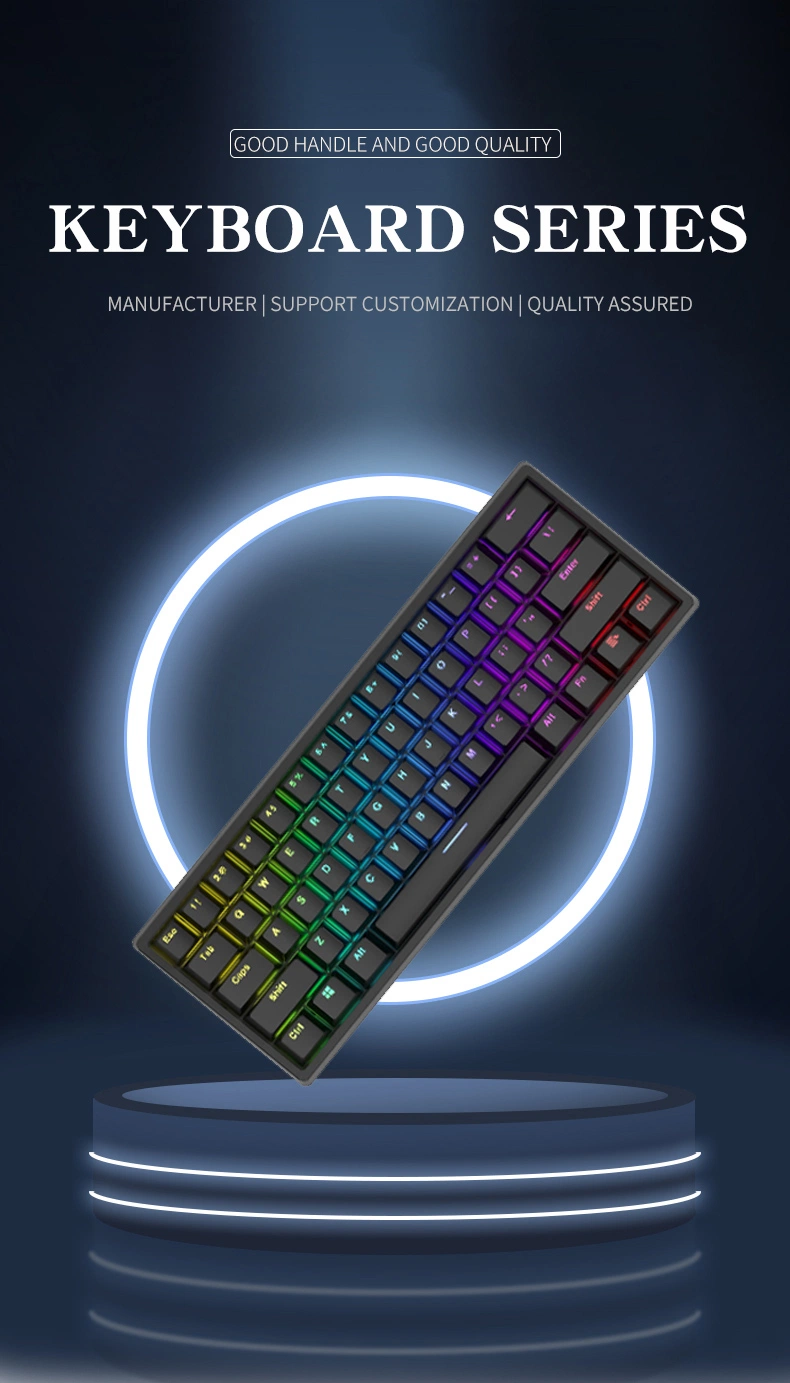 Jq305L Single-Channel Character Luminescence High Quality Gaming Keyboard Blue Switches 7-Color RGB Backlit Mechanical Single-Channel Character Luminescence