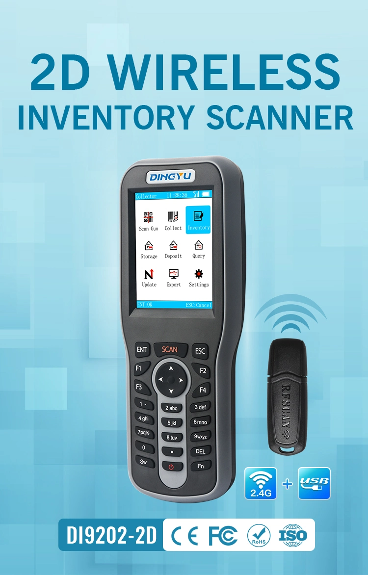 Portable Handheld PDA Scanner 1d 2D Barcode Wireless 2.4G Data Collector