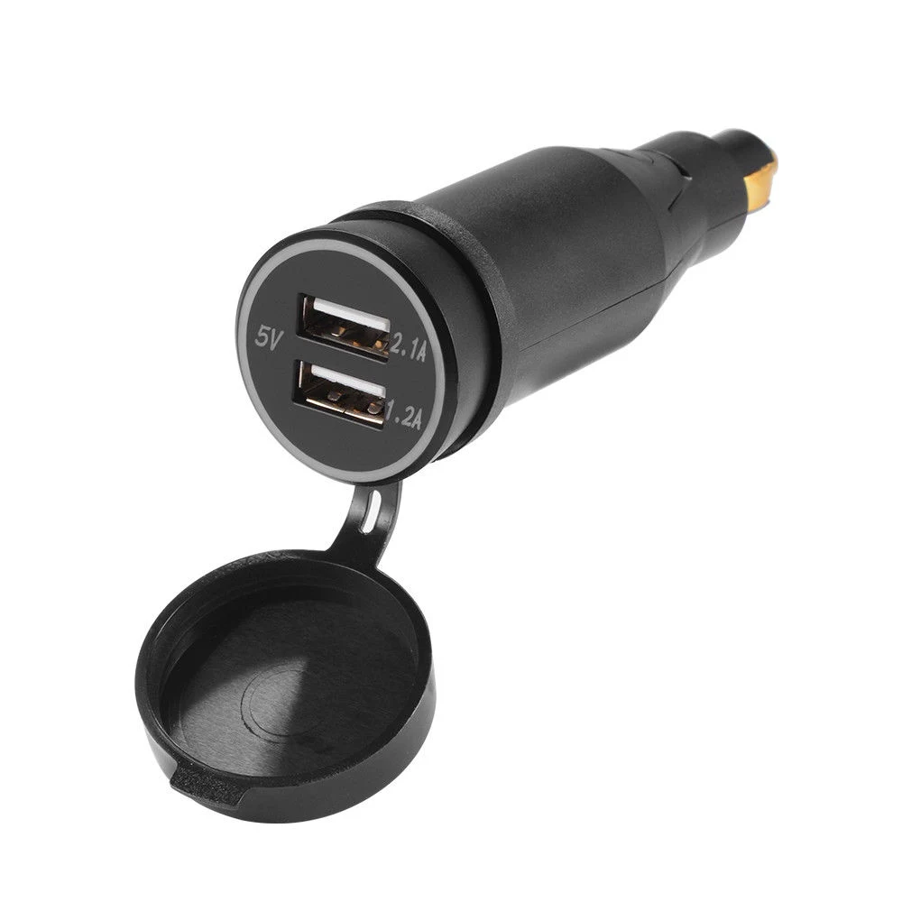 Motorcycle 2-USB Charger DIN Plug Power Outlet Swivel for BMW Ma1582 Power Adapter with LED Light