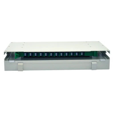  Scatola ODF in fibra ottica con montaggio in rack a 12 core da 19&quot; Pannello patch in fibra ODF a 12 porte con apertura quadrata SC