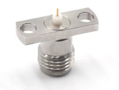 2.92 connettore femmina per circuito stampato a 2 fori con flangia, microonde, corpo in acciaio inox