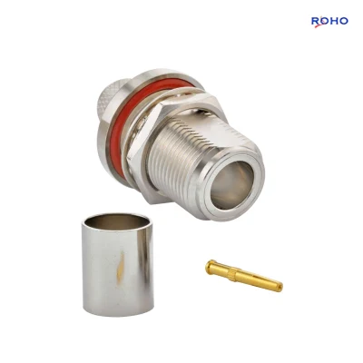  Connettore femmina da pannello a crimpare tipo N da 75 ohm impermeabile per RG11 Cavo
