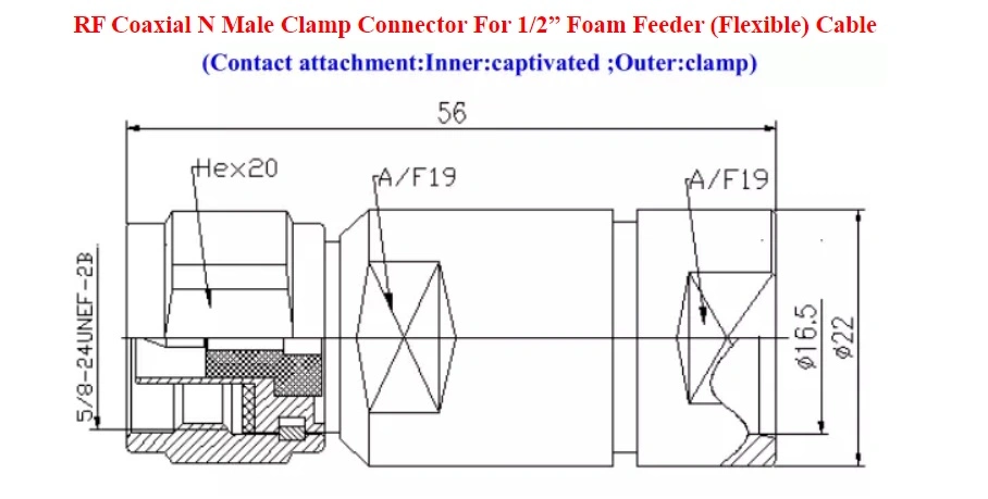 RF Coaxial N Type Plug Male Clamp Connector for 1/2&prime;&prime; Foam Feeder (Flexible) Cable