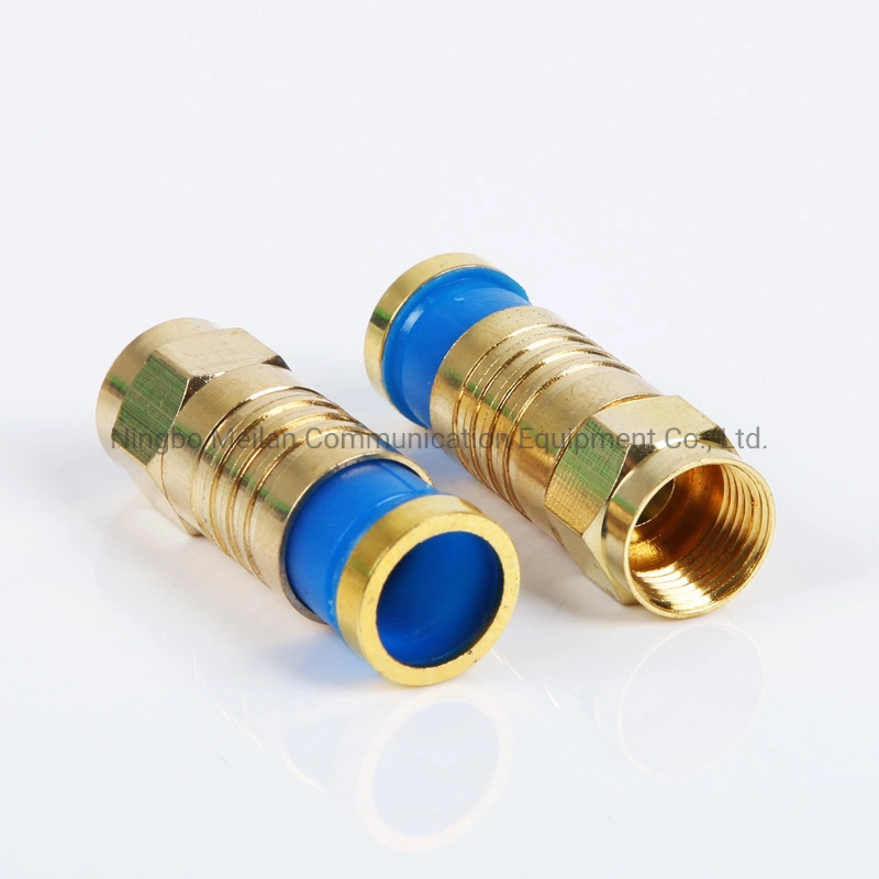 RG6 Gold Plated F Compression Connector CATV Inch F Type Head Connector