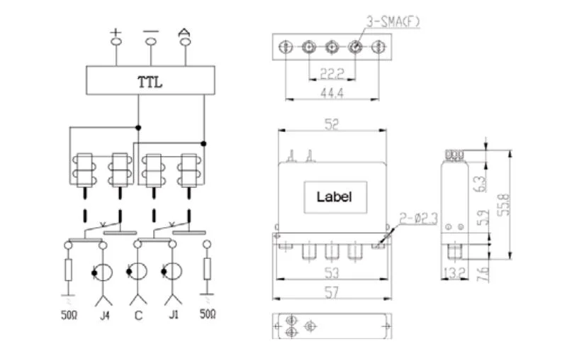 DC-26.5GHz DC12V, 24V, 28V with Termination &amp; with Ttl SMA Type Spdt Coaxial Switch