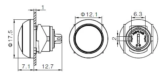 Onpow 12mm Push Button Switch (GQ12B-10/J/PA-R, CE RoHS)