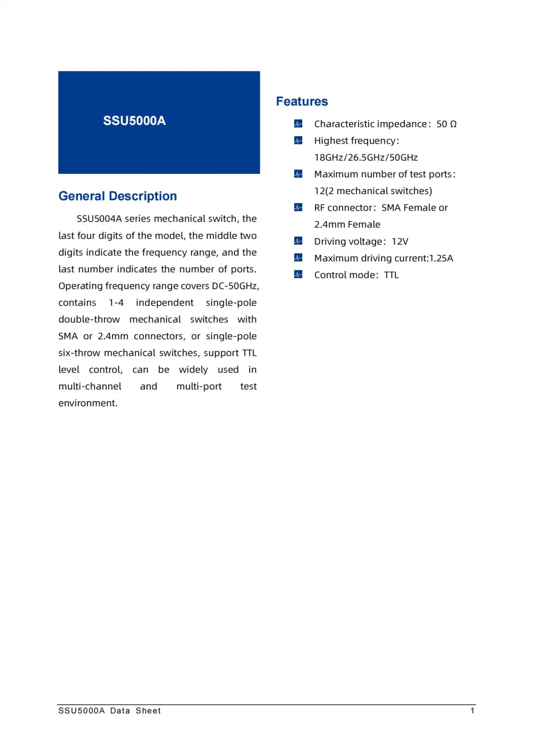 China Siglent Single Pole Six Throw Mechanical RF Switches Multi Port Testing