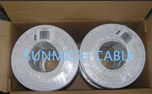 White Coaxial Cable with 2f Connectors CCTV Cable Rg59 RG6 Rg11 Kx6 TV Cable Data Cable 75ohm Coaxial Cable with Oil Gel CCTV Cable