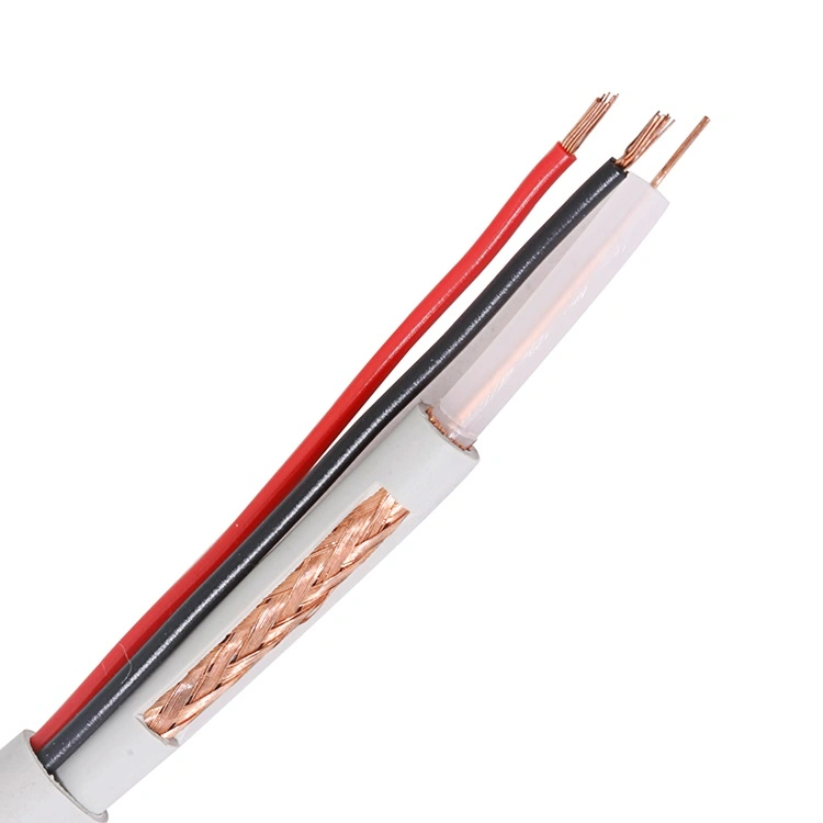 White Coaxial Cable with 2f Connectors CCTV Cable Rg59 RG6 Rg11 Kx6 TV Cable Data Cable 75ohm Coaxial Cable with Oil Gel CCTV Cable