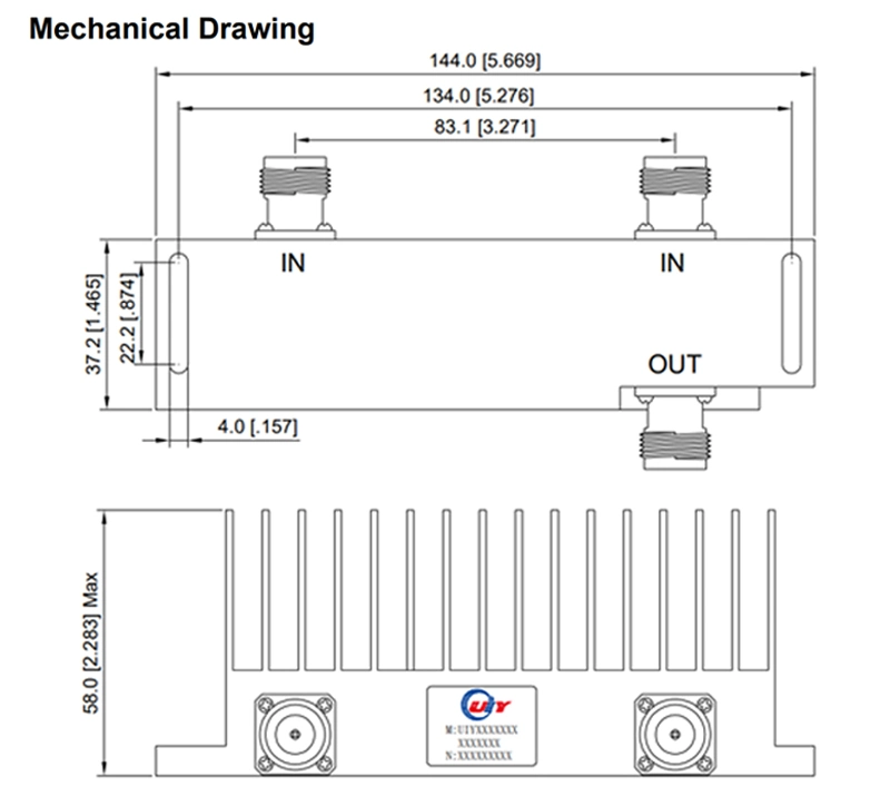 RF 2 way Combiner UHF 350-520MHz Hybrid Coupler