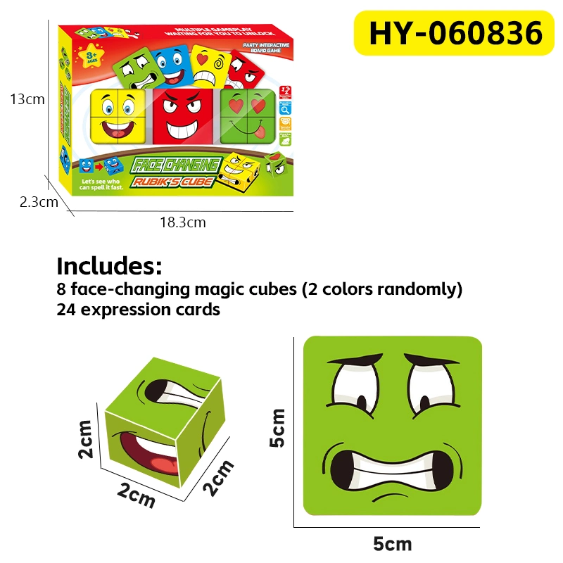 Reactivity Training Face Expression Change Cube Card Matching Speed Competition Party Family Interactive Board Game Toy for Kids