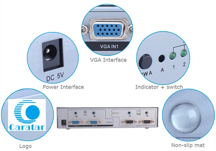 350MHz Support Cascading 2 in 2 out VGA Matrix 2X2 with Automatic Switch