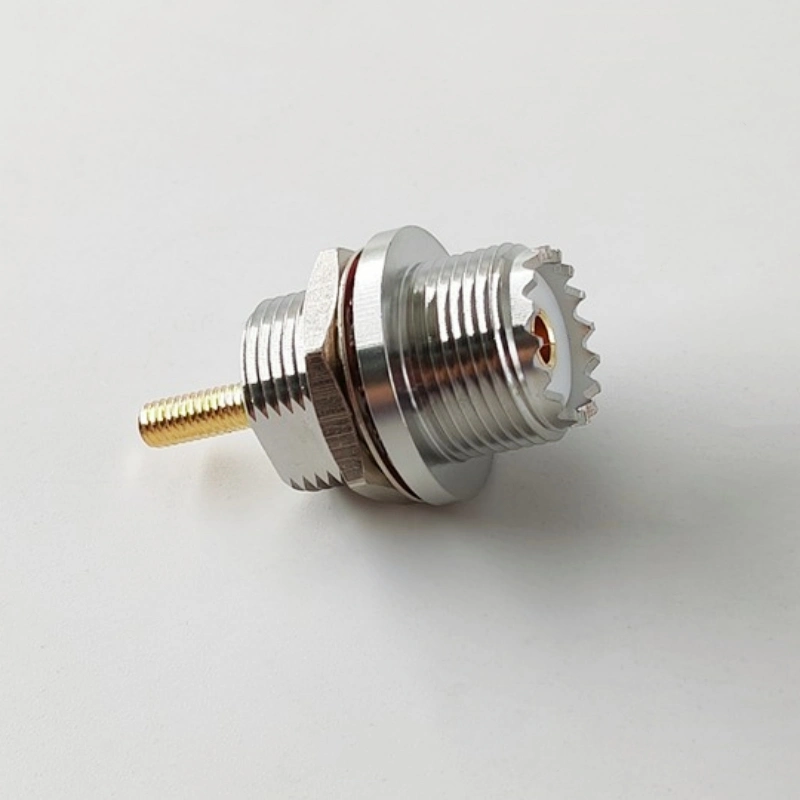 DC-300MHz Electrical UHF Extended M4 Thread Pin Female Front Bulkhead So239 RF Coaxial Connector