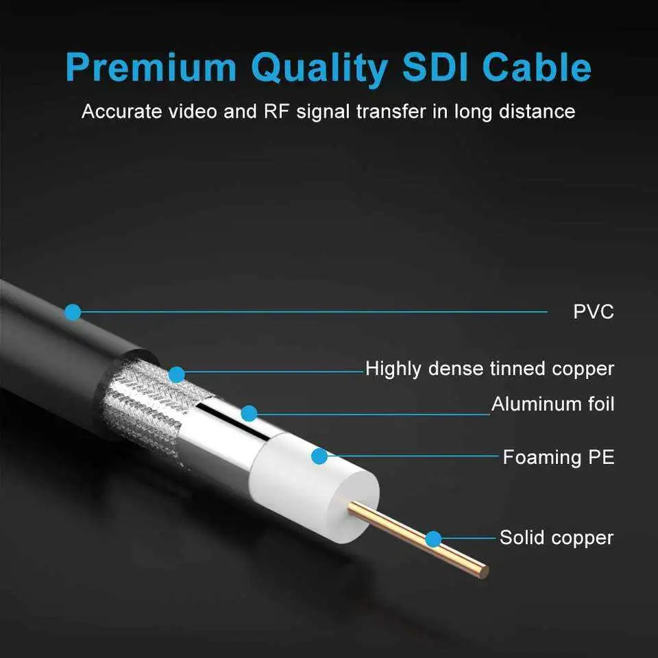 Thin Flexible HD SDI 3G Coaxial CCTV Cable 75 Ohm RG6 Coaxial Cable