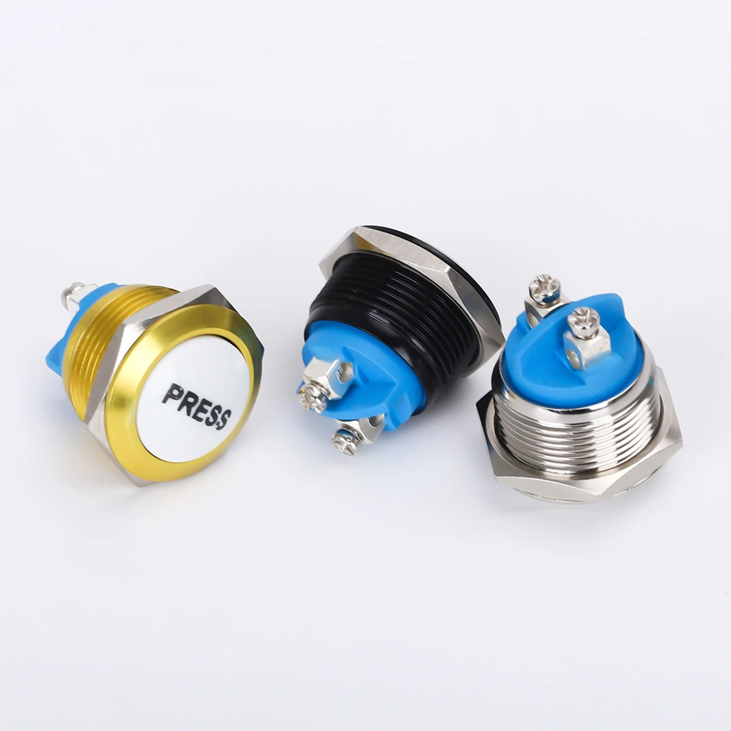 Hot Selling 19mm Mounting Size Mechanical Stainless Steel Housing Push Button Momentary Type Push Button Switch
